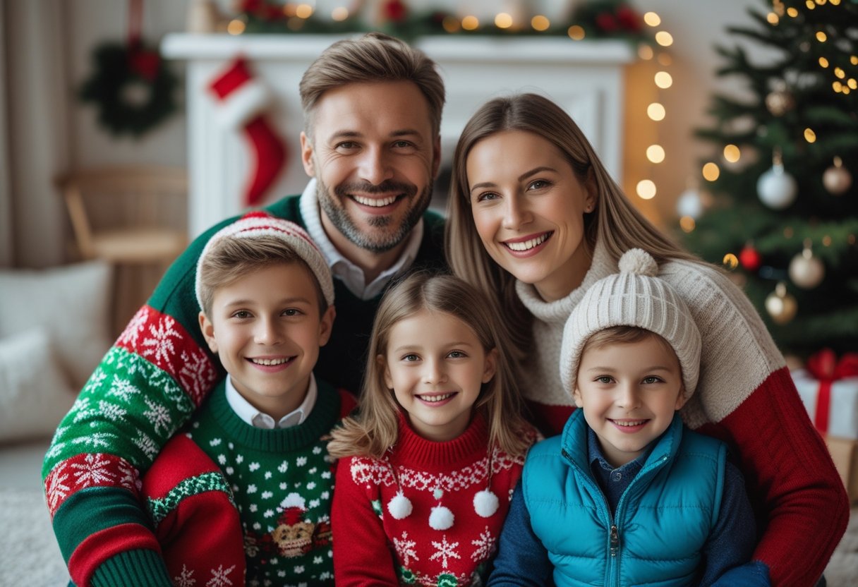 Saadan matcher du julesweaters med en dunvest til hele familien